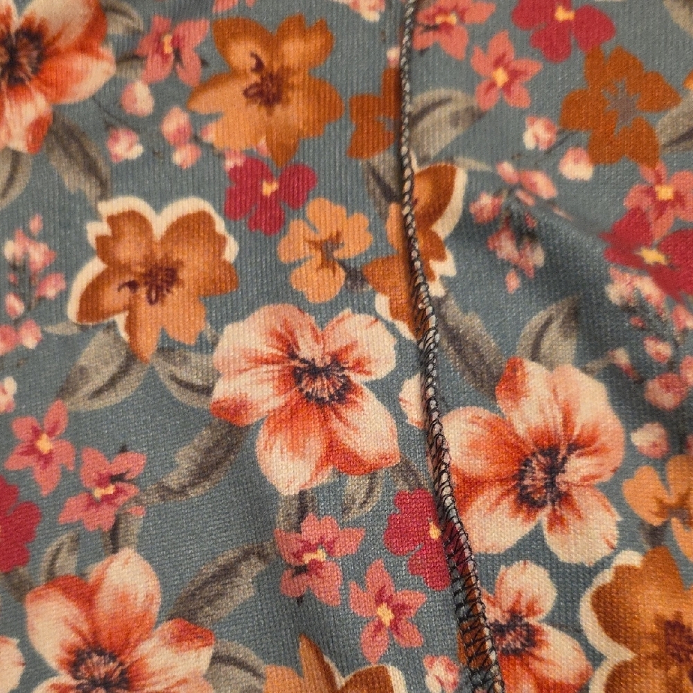 NWOT Oversized Small  HEIMISH USA Teal Floral  Fitted 3/4 Sleeve Blouse - Picture 5 of 8